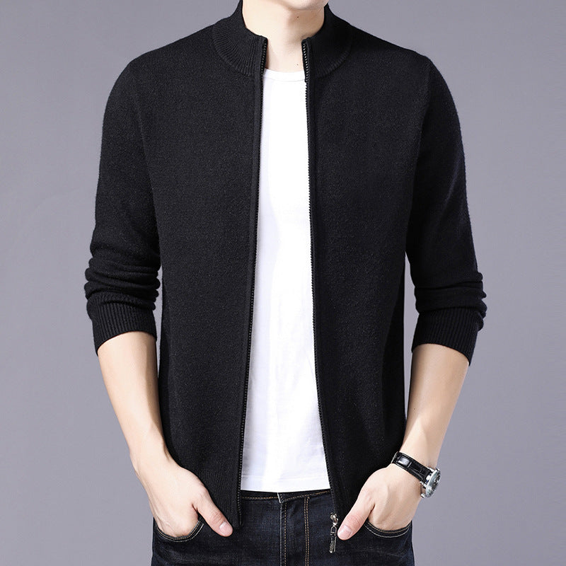 Mens Thickened Warm Solid-color Sweater