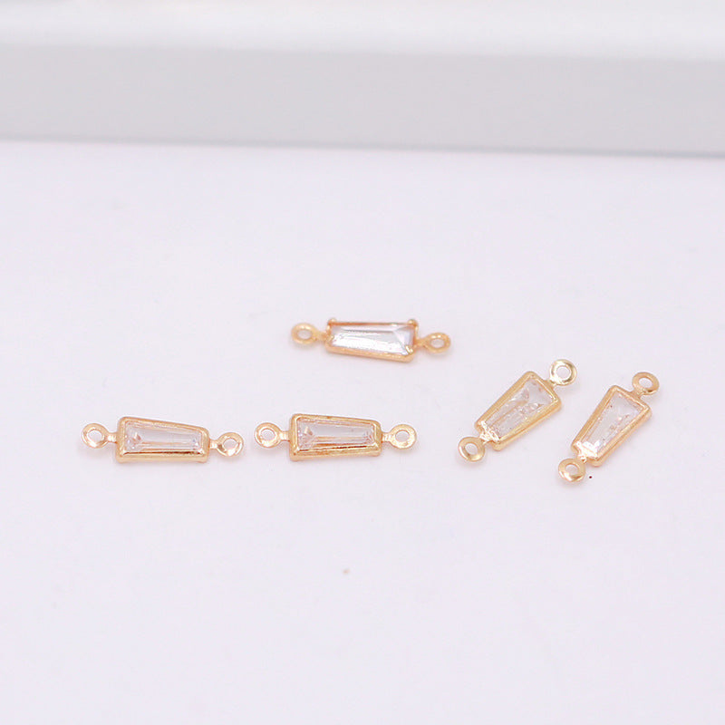 Geometric Zircon Bezel Set Pendant - Gold Plated Color Retention Charm for DIY Earring Jewelry Making Accessories