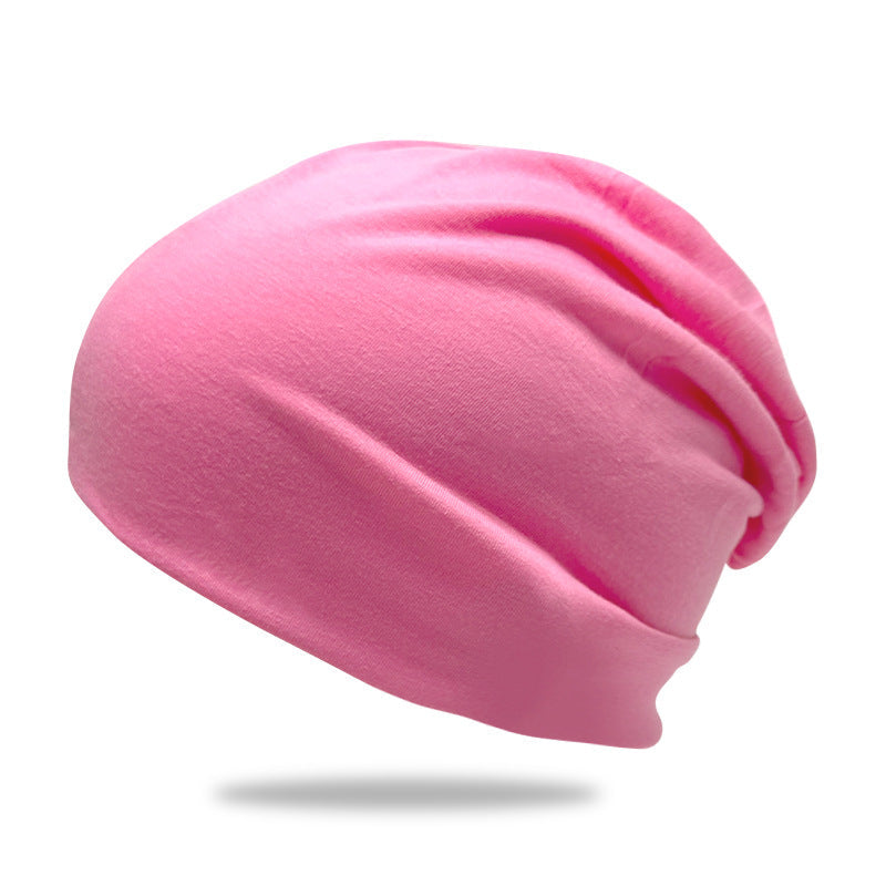 Solid-color Double-layer Pullover Beanie Thin Style