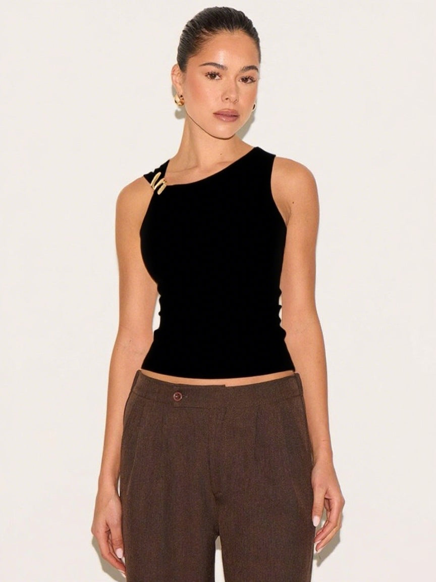 Women's Solid Color Off The Shoulder Slim Fit Versatile Top