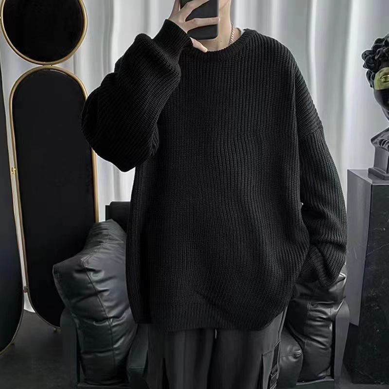 Solid-color Crew-neck Sweater For Men And Women