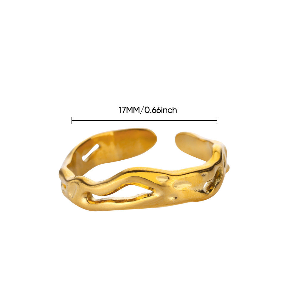 Geometric Line-cut Hollow Mens And Womens Ring