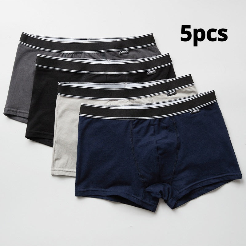 Cotton Mid-rise Boxer Briefs Breathable Men's Underpants