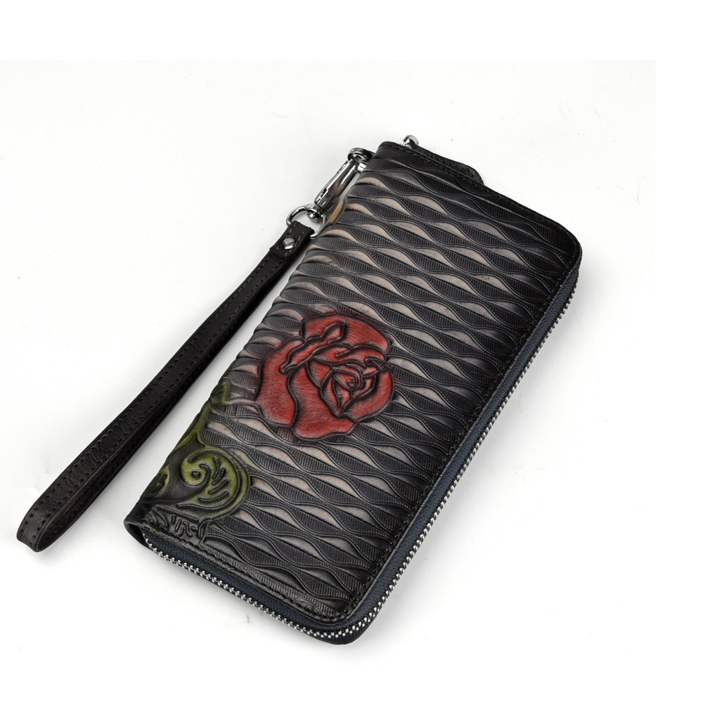 Retro Distressed Zip-around Wallet Hand-distressed For A Classic Lookpractical And Convenient