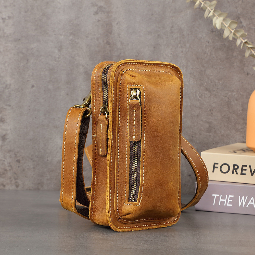 Genuine Leather Mens Cowhide Durable Work Belt-Powered Bag