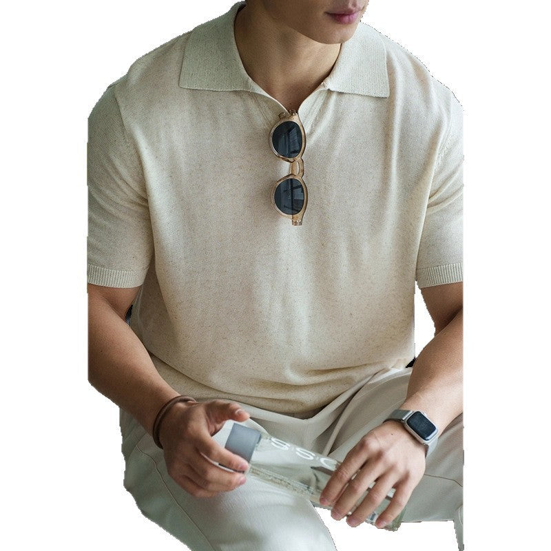 Mens Italian-style Linen-Viscose Blended Knit Sweater