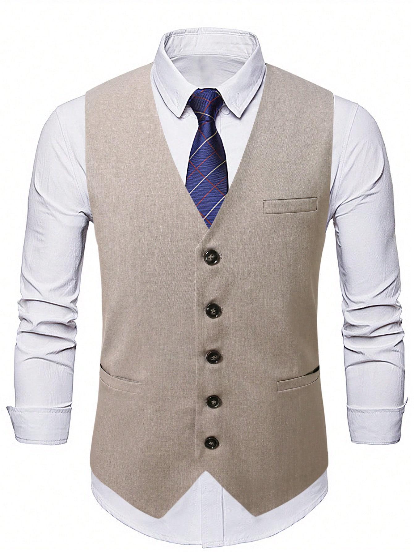 Mens Light Business-Style V-Neck Suit Vest