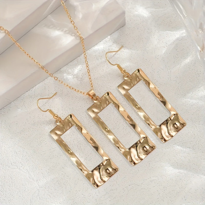 Elegant And Unique Brass Jewelry Set With Zircon Earrings And Necklace