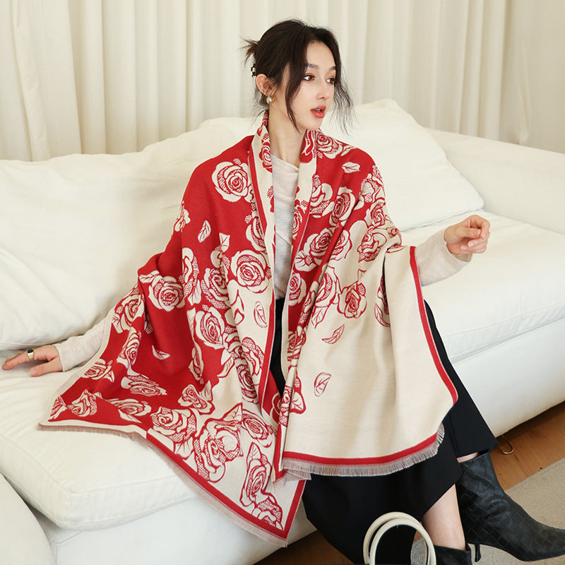 Female Versatile Fashion Thickened Warm Cashmere Scarf