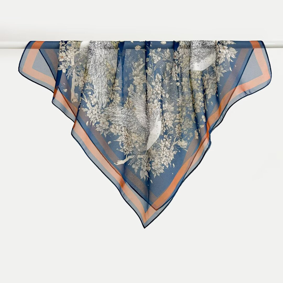 Versatile Printed Thin Square Scarf