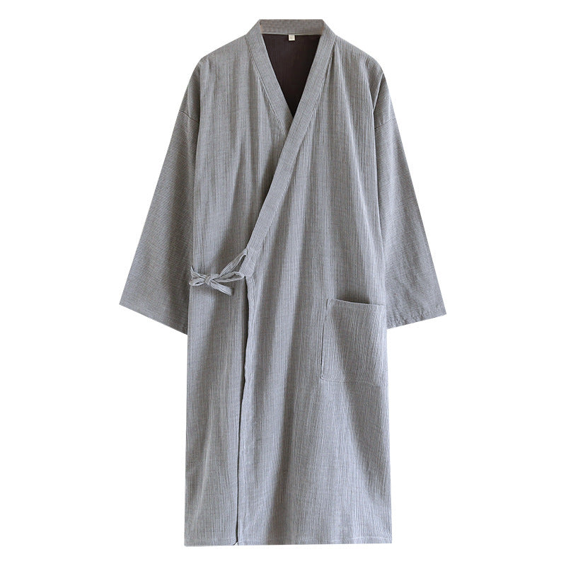 Japanese-style Kimono Pajamas Lace-up Bathrobe Men's Spring And Summer Thin Pure Cotton