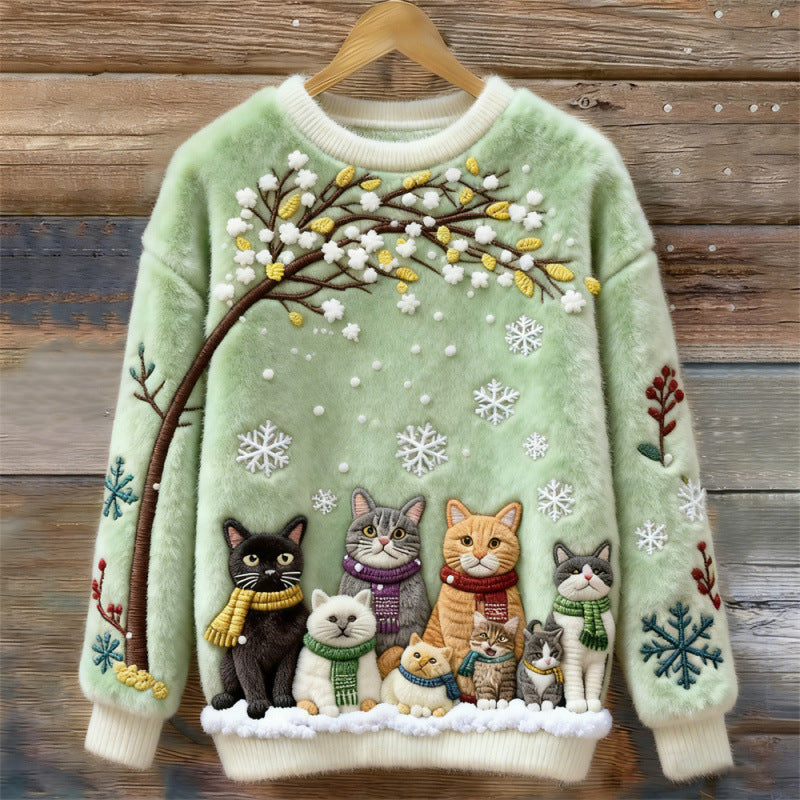 Cross-border Women's Clothing Amazon Independent Station Autumn And Winter Christmas Cute Hooded Sweatshirt Flannel Women's Long-sleeved Shirt