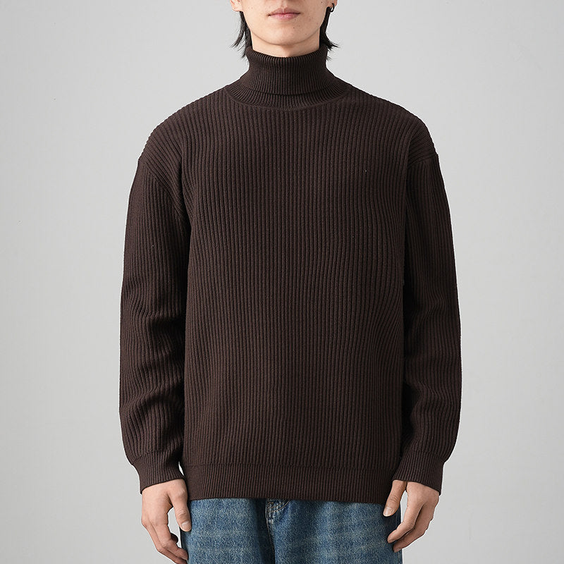 Autumn Winter Solid Color Loose Fit Thick Warm Inner Knit Base Layer