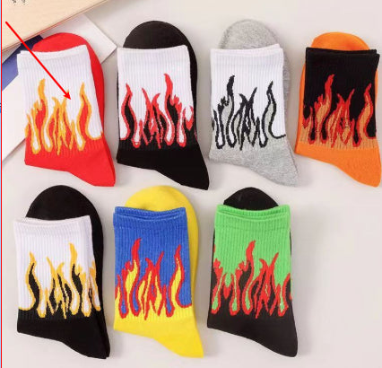 Best-selling Street-style Influencer Fashion Brand Flame-patterned Mid-calf Socks