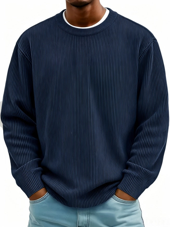 Mens Casual Long-sleeve Crew-neck Corduroy Sweatshirt