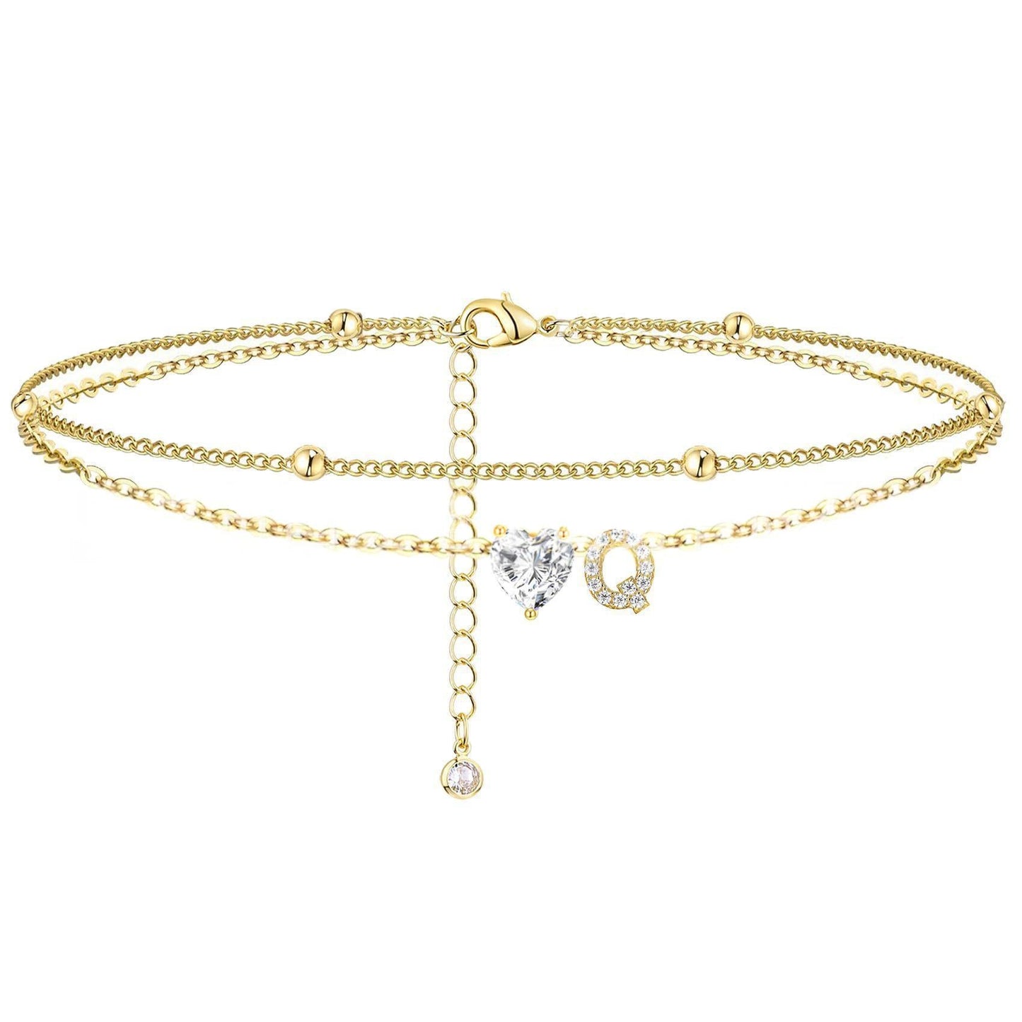 Womens Adjustable Delicate Versatile Double-layer Anklet Set
