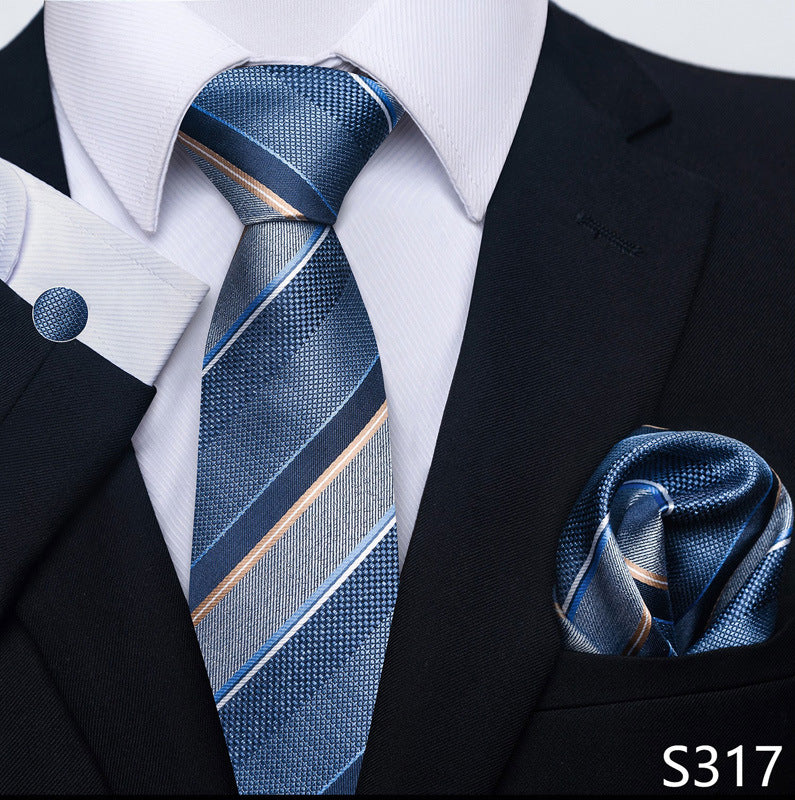 Men's Creative All-match Business Formal Wear Tie Scarf Cuff Buckle Set