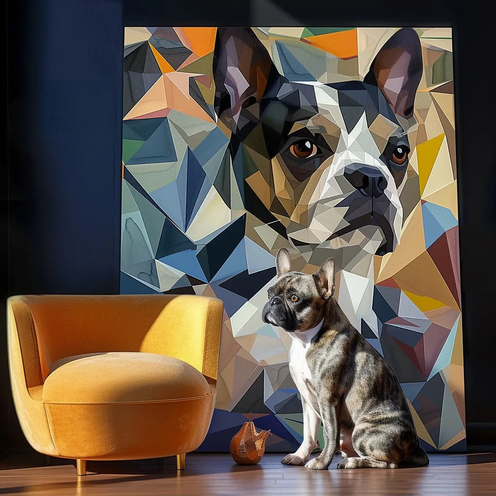 Portrait texturé d'art cubiste-géométrique