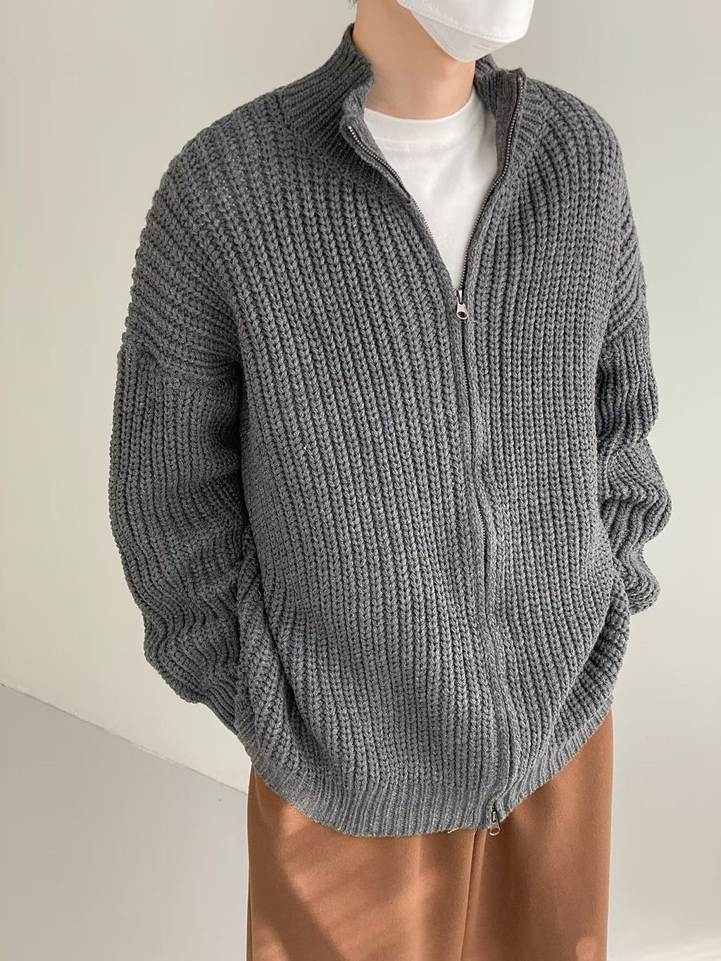 Half Turtleneck Men's Spring And Autumn All-matching Lazy Style Solid Color Sweater Coat