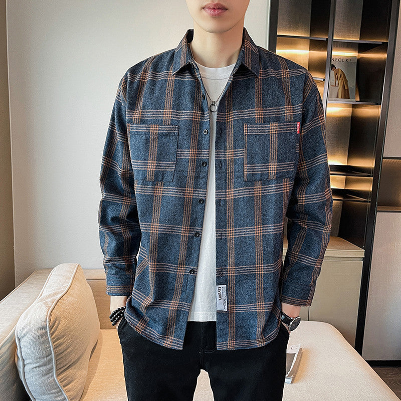 Men's Plaid Long-sleeved Shirt