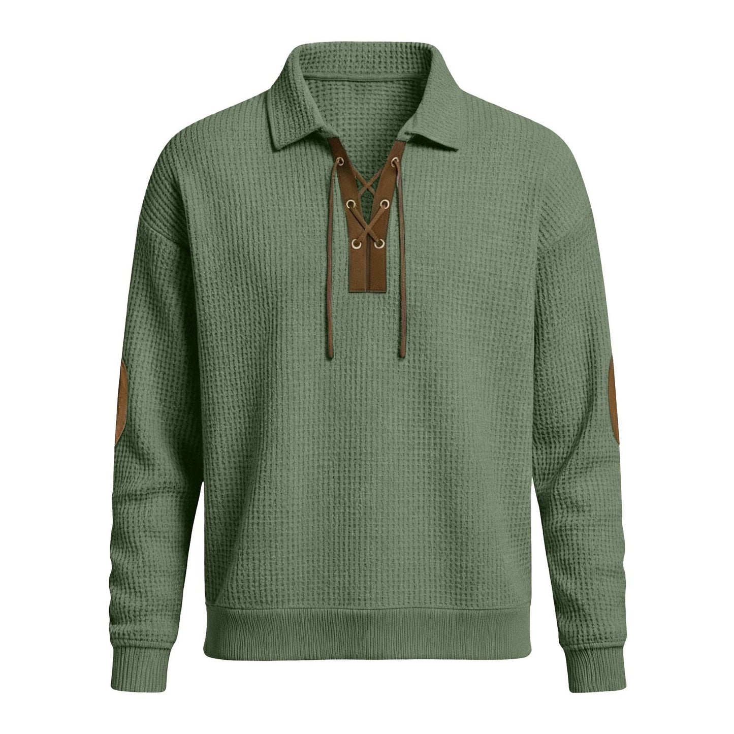 Mens Fashion Solid-Color Long-Sleeve Loose-Fit Sweatshirt