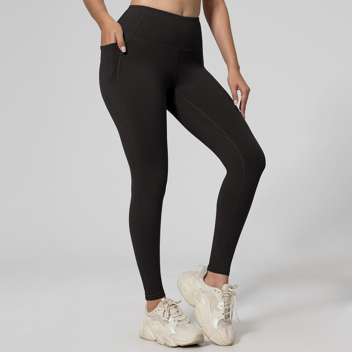Running Leggings For Fitness Hip-lifting High-waisted With Pockets