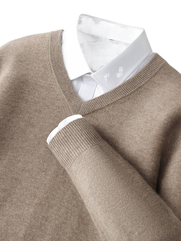 V-neck Cashmere Sweater Loose Fit Extra Thick