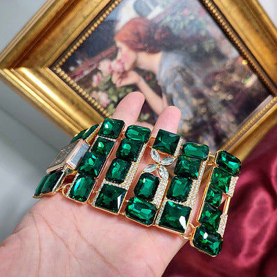 Antique Court Retro Exaggerated Heavy-duty Emerald Luxury Bracelet Watch