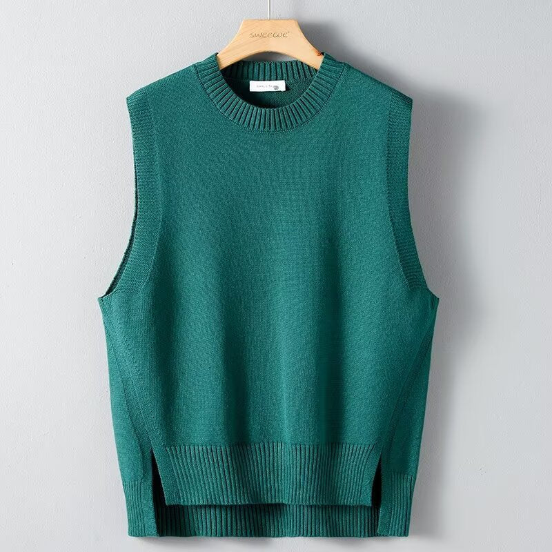 Mens Solid-Color Versatile Split Vest