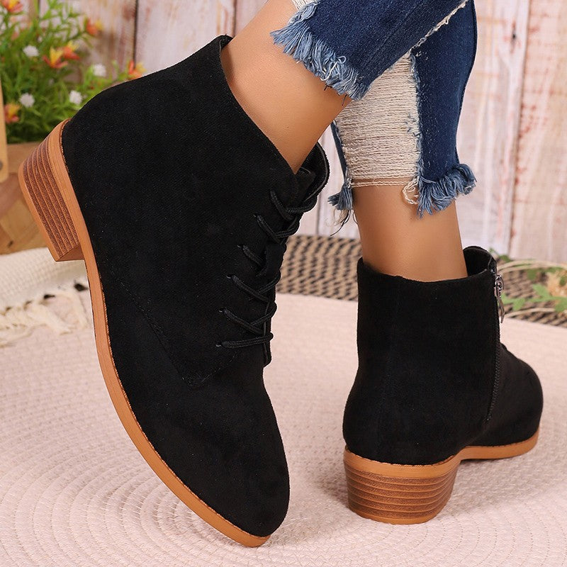 Womens Suede Short Slim-Fit Boots
