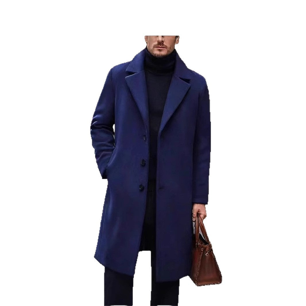 New Men's Casual Wool Coat Long Style
