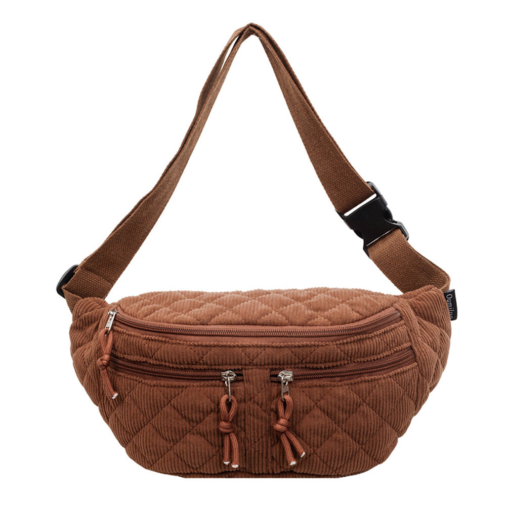 Solid-color Down Cotton Chest Bag Niche-design Shoulder And Crossbody Versatile And Easy To Match