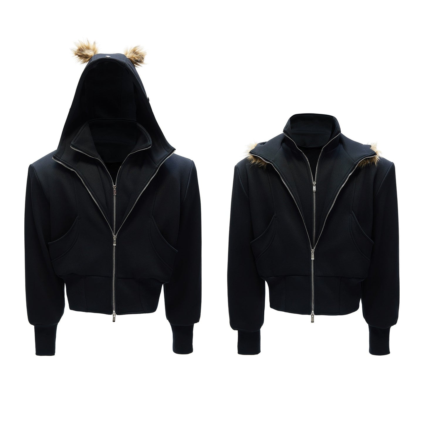 Fake Two-piece Hooded Sweatshirt Jacket For Winter