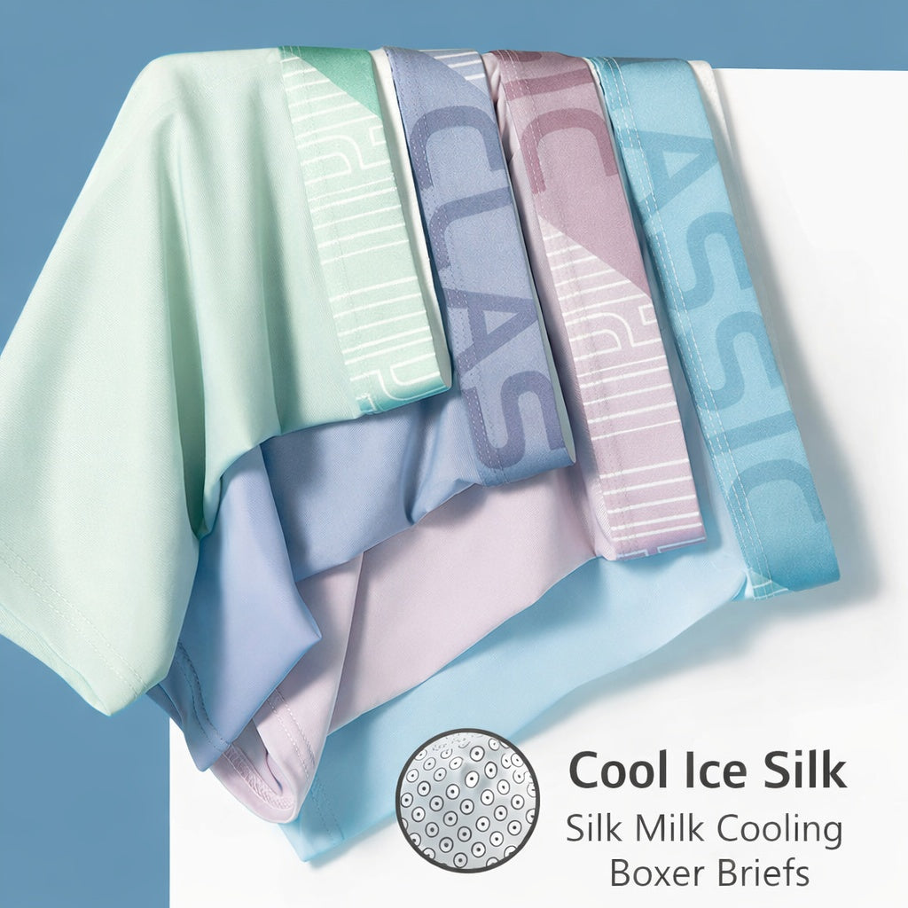 Men's Ice Silk Boxer Briefs Breathable, Moisture-Managing, Ultra-Soft Comfort Underwear For Summer