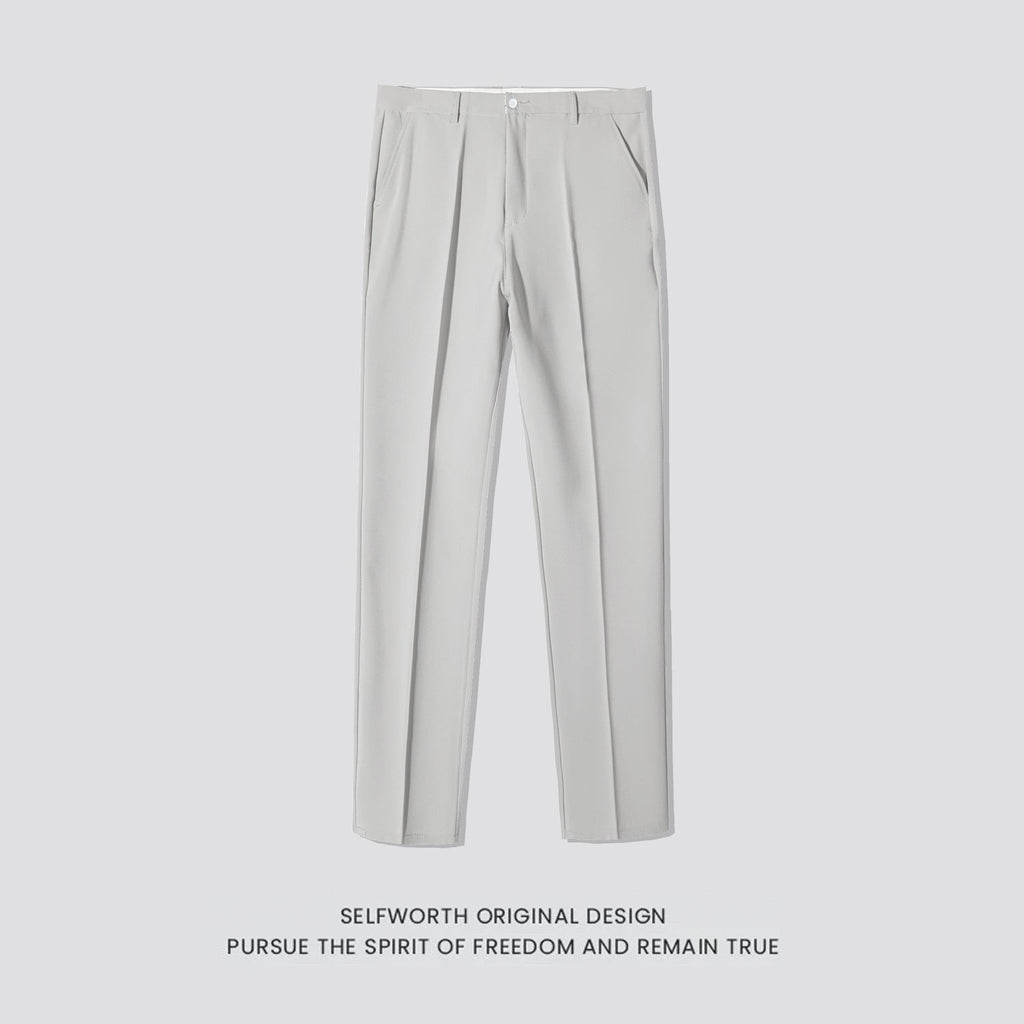 Mens Straight-leg Casual Pants Slim-fit Mature Style