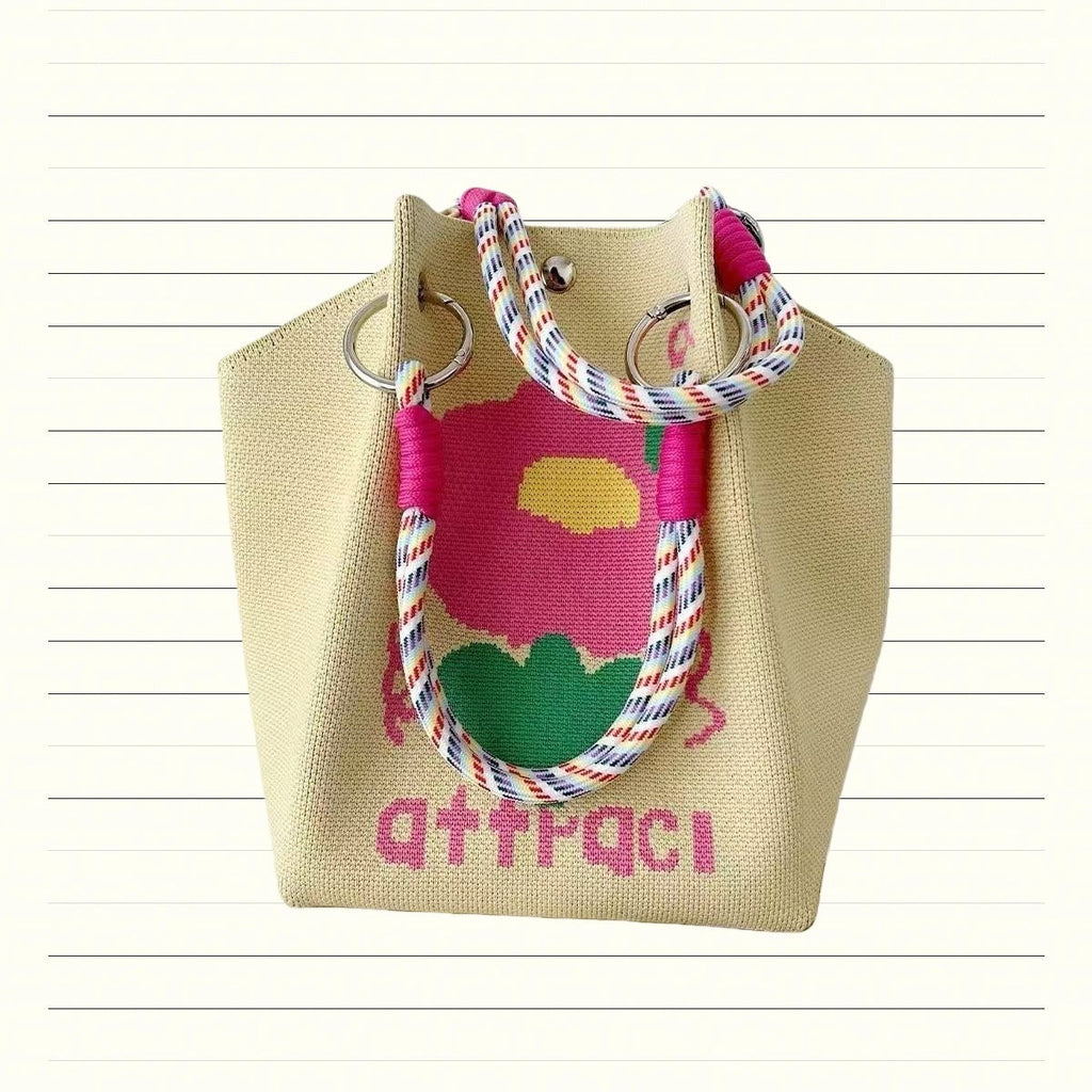 Knitted Tote Bag Commuter-friendly Handbag Simple Style