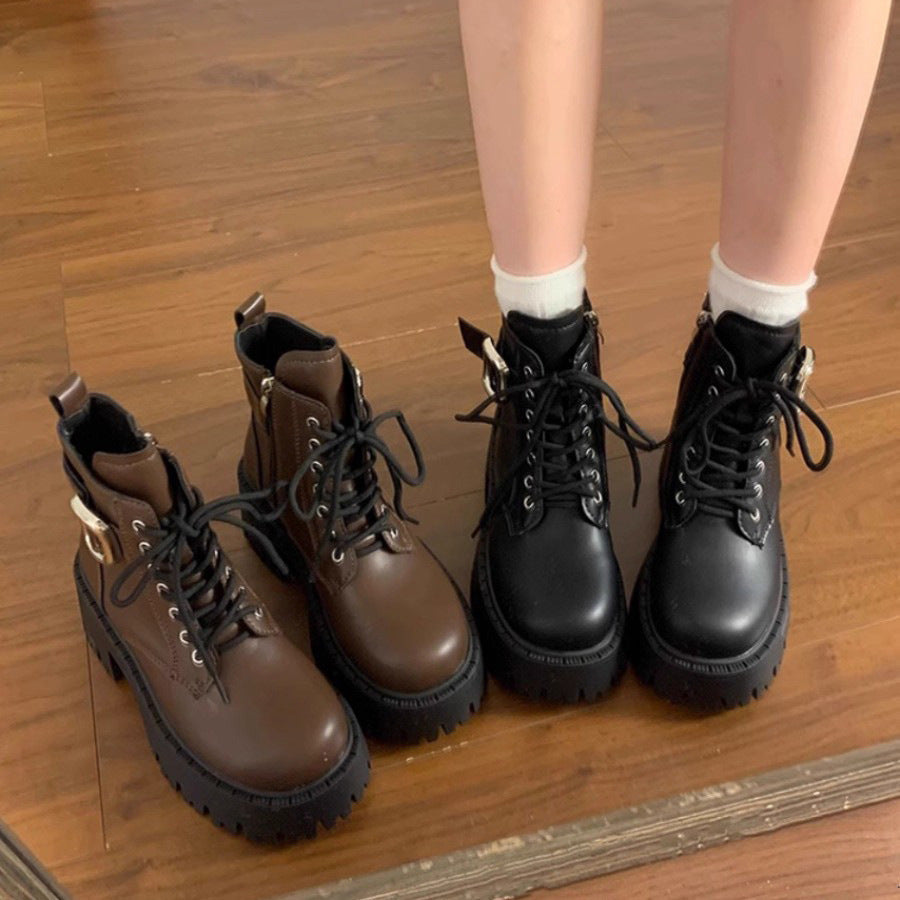 Womens Ankle Boots With Laces And A Height-increasing Design