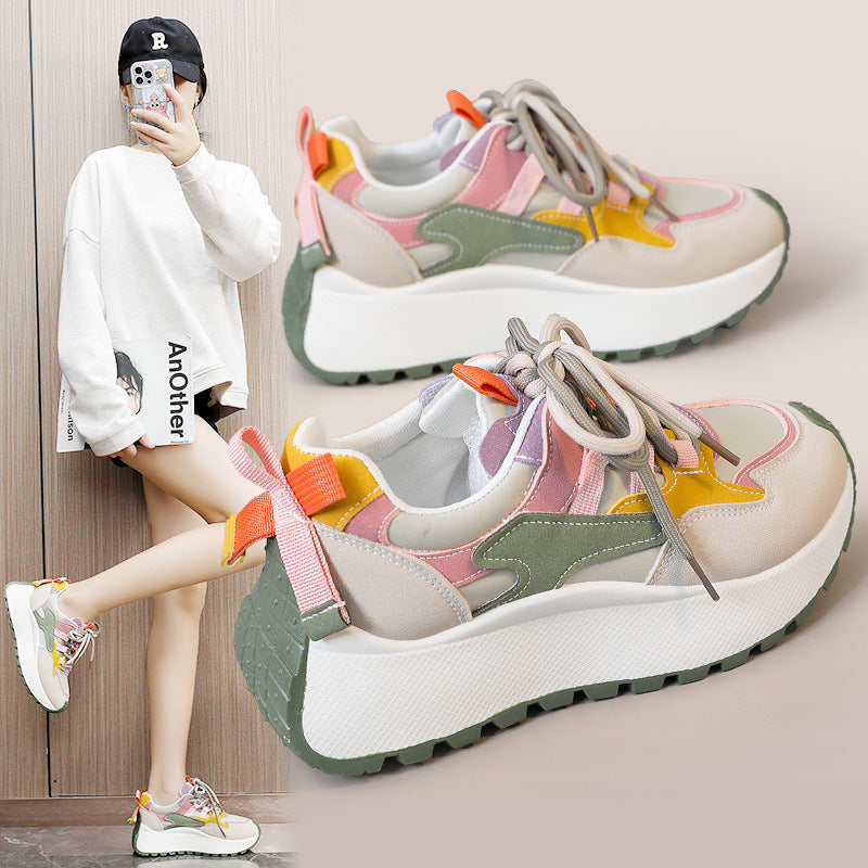 Dad Shoes Women's Summer And Autumn Raise The Bottom Color Matching