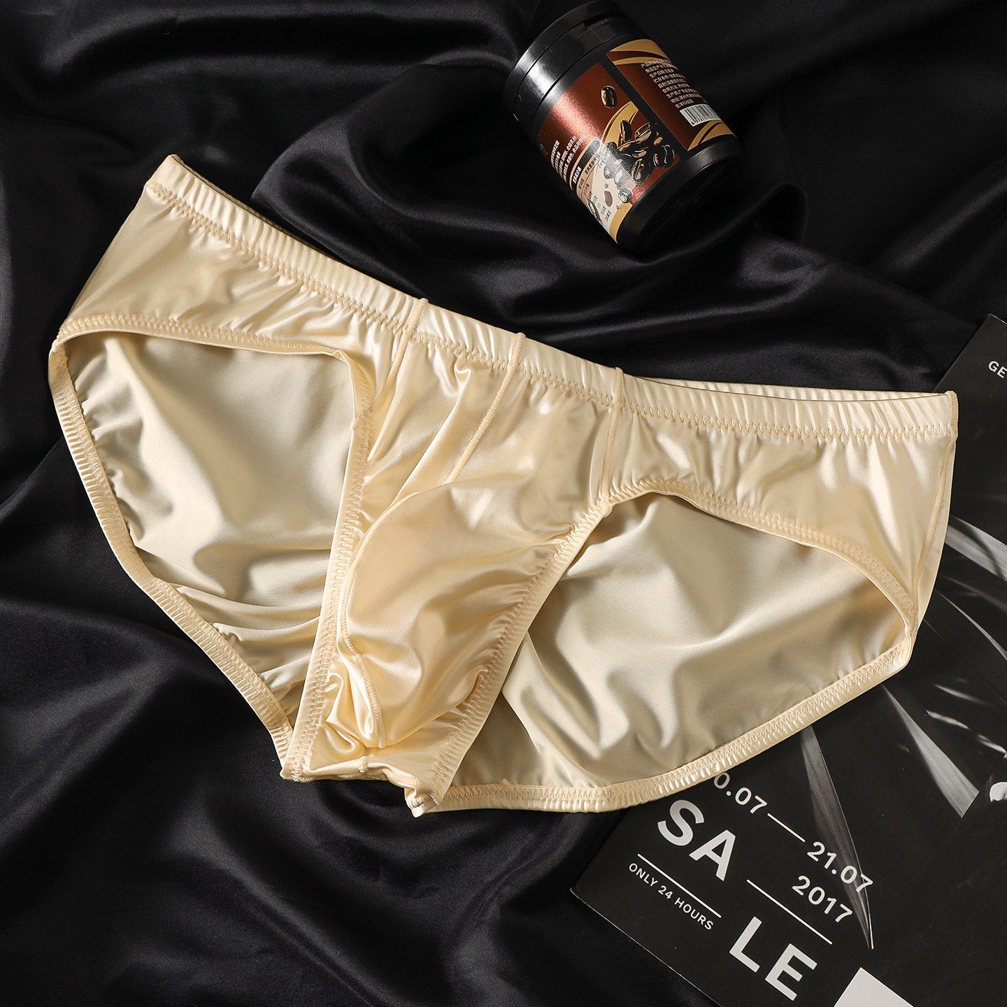 Satin-gloss Crinkled Hip-defining Sexy Mens Briefs
