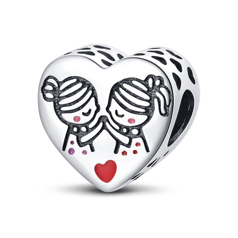 DIY Sisterhood Heart-shaped Bead Pendant Jewelry Accessory