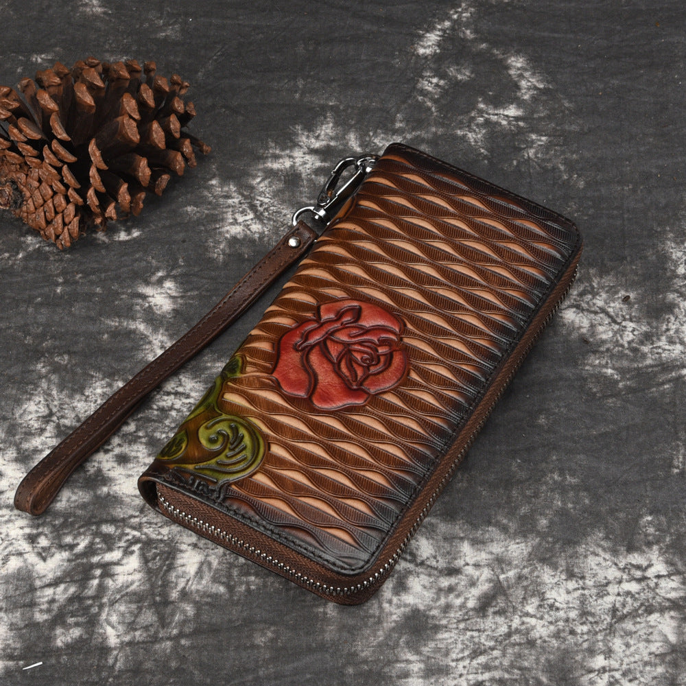 Retro Distressed Zip-around Wallet Hand-distressed For A Classic Lookpractical And Convenient