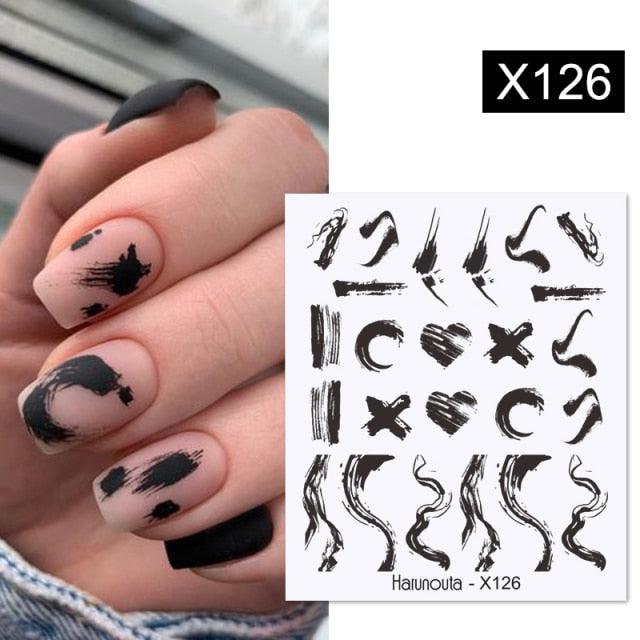 Egg Shell French Lines Water Decals Sticker Geometric Flowers Leaves Bubble Design Slider For Manicuring Nail Art Manicure Lips Nail Art Decorations Slider Nail Art Stickers Decals Nail Art Supplies Valentines Day 3D Self-Adhesive Nail Decorations