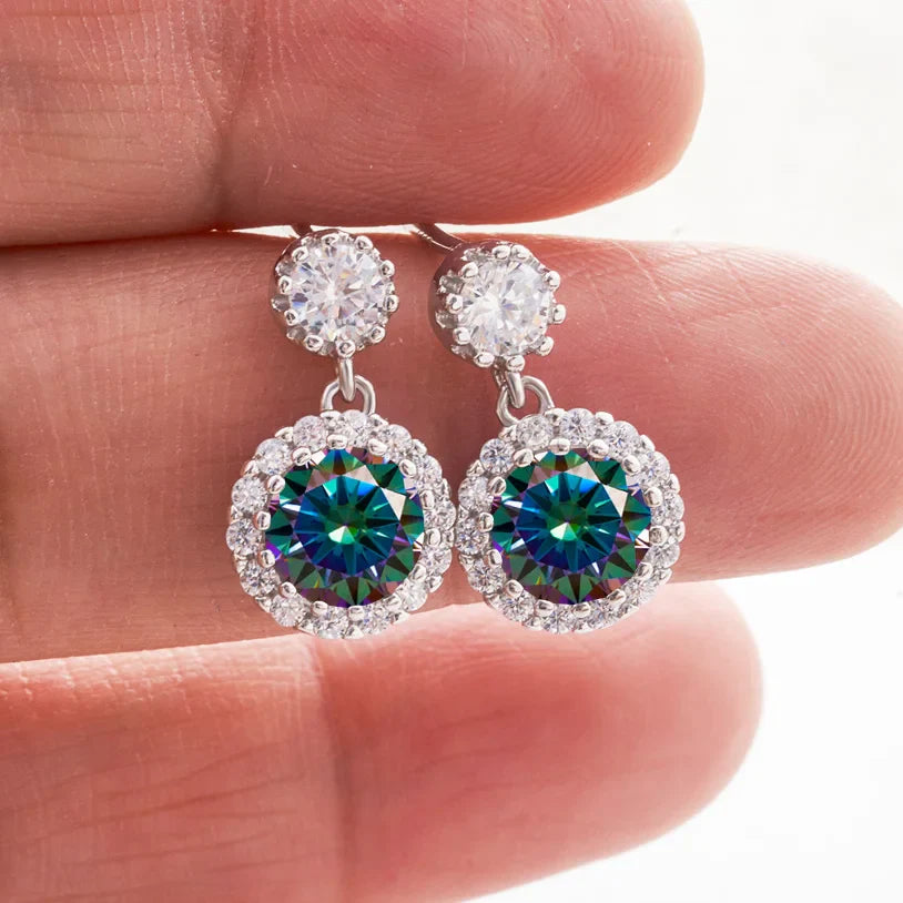 Boucles d'oreilles pendantes en moissanite 1 carat pour femme en argent sterling S925 plaqué or blanc 18 carats