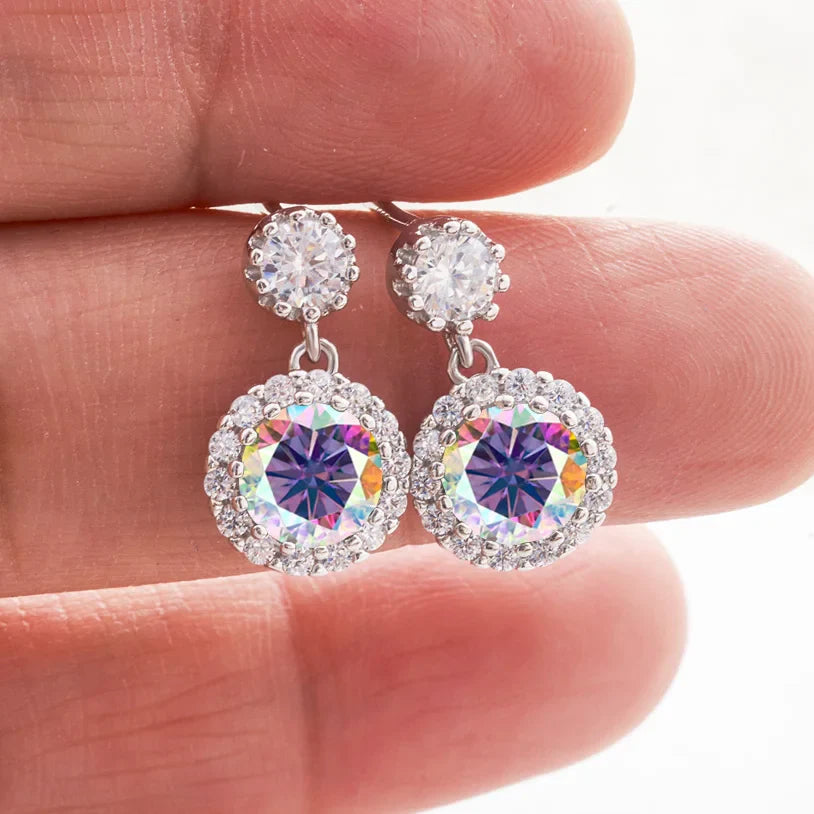 Boucles d'oreilles pendantes en moissanite 1 carat pour femme en argent sterling S925 plaqué or blanc 18 carats