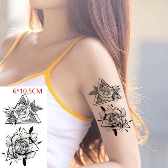 Elegant Black Music Notes Waterproof Sticker Tattoos Temporary Chest Shoulder Tattoos For Men Women
