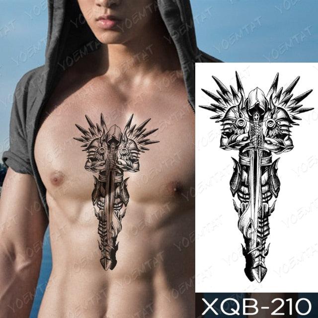 Elegant Black Waterproof Temporary Tattoo Sticker Lion Tiger Bear Flash Tattoos Leopard Wolf Colorful Big Tattoo Stickers For Mens Womens
