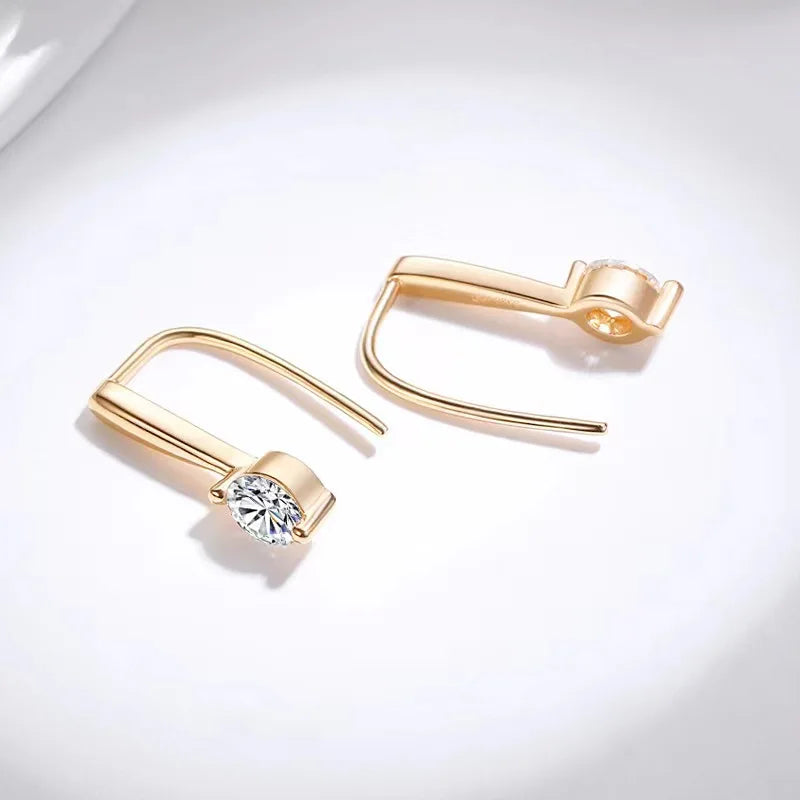 Boucles d'oreilles pendantes en argent sterling 925 avec moissanite 1,0 ct (0,5 ct x 2), cadeau de luxe à la mode pour mariée