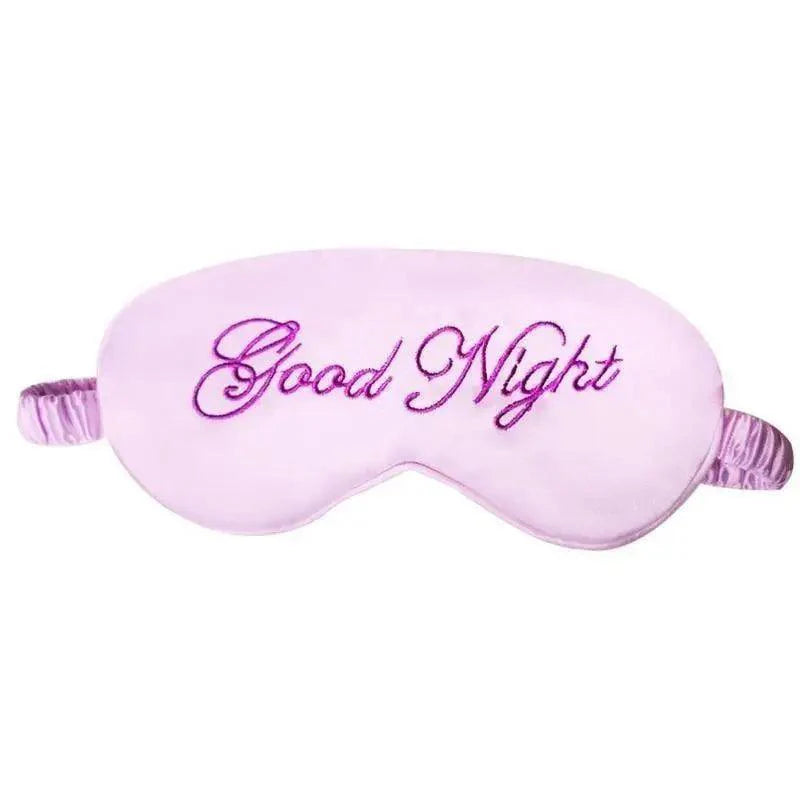 Elegant Good Night Soft Eye Masks Cute Design Eye Cover Sleeping Blindfold Women Eye Cover Full Night's Sleep Travel Portable Lightweight Eye Mask