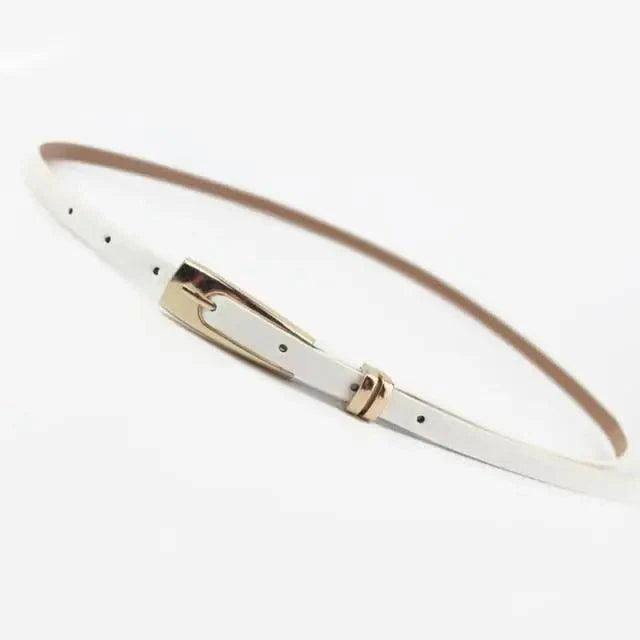 Elegant Leather Adjustable Thin Belt For Women Unique Black Design Ladies Belt High Quality Charming Waistbands For Dress