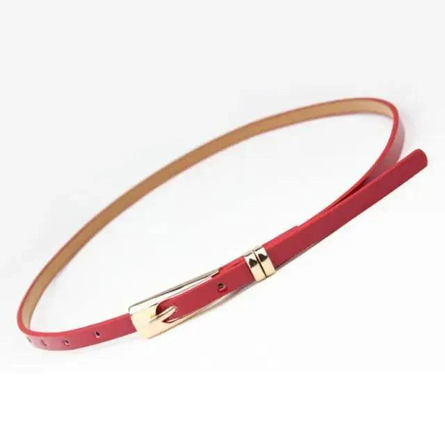 Elegant Leather Adjustable Thin Belt For Women Unique Black Design Ladies Belt High Quality Charming Waistbands For Dress
